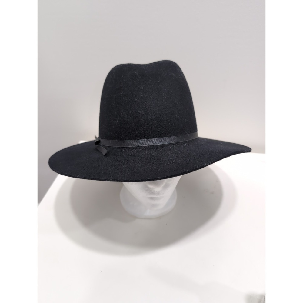 Haentz Hatcrafters Black Felt Wide Brim Fedora with Tonal Band Women's Size‎ M